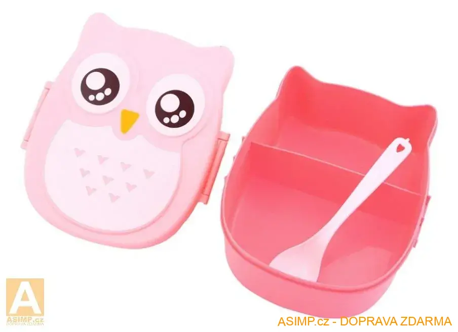 Modrý box na jídlo - sova / A24-000009 / DOPRAVA ZDARMA