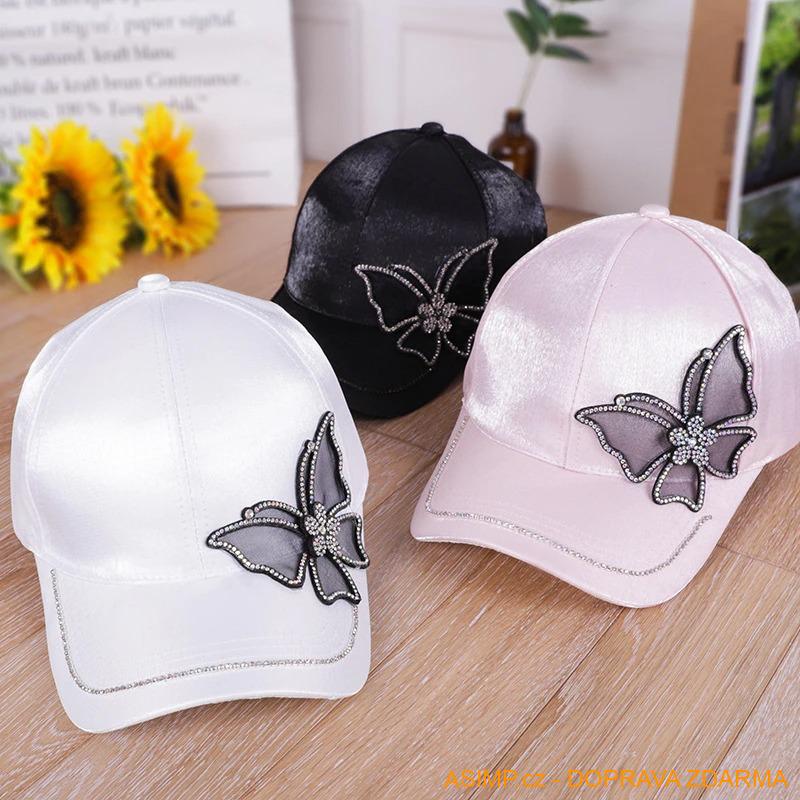 Dámská kšiltovka - motýlek (růžová) / A-003031c / DOPRAVA ZDARMA