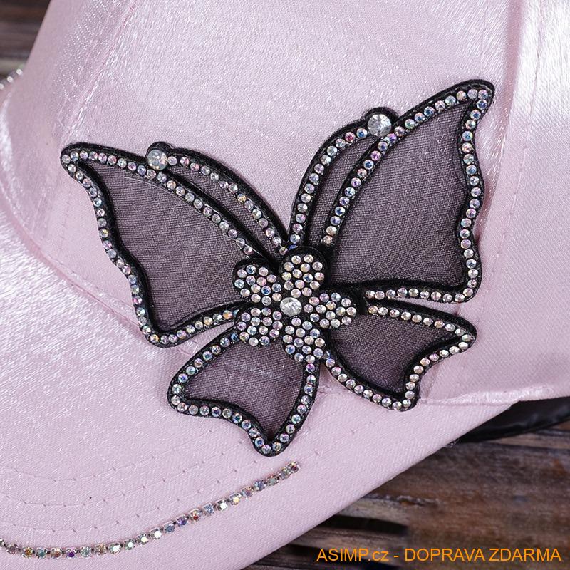 Dámská kšiltovka - motýlek (růžová) / A-003031c / DOPRAVA ZDARMA