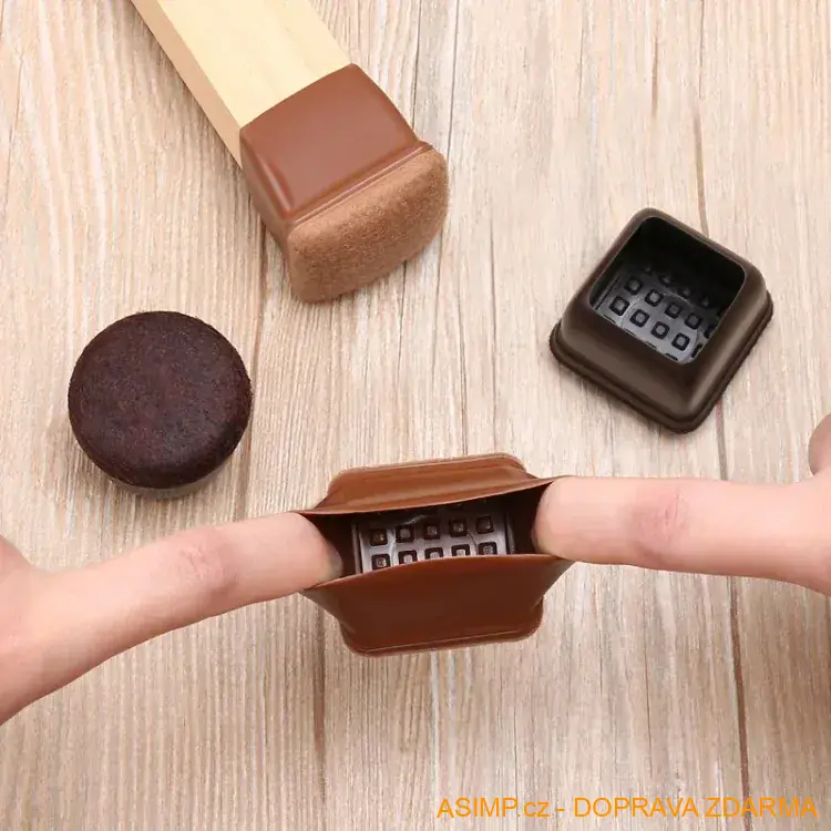 Ochranné špunty na nohy židle (čtvercové - transparentní - 28 - 35 mm) / A-003125b / DOPRAVA ZDARMA