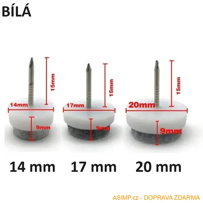 Ochranné špunty na židle (bílá, 17 mm - 30 ks) / A-001402 / DOPRAVA ZDARMA