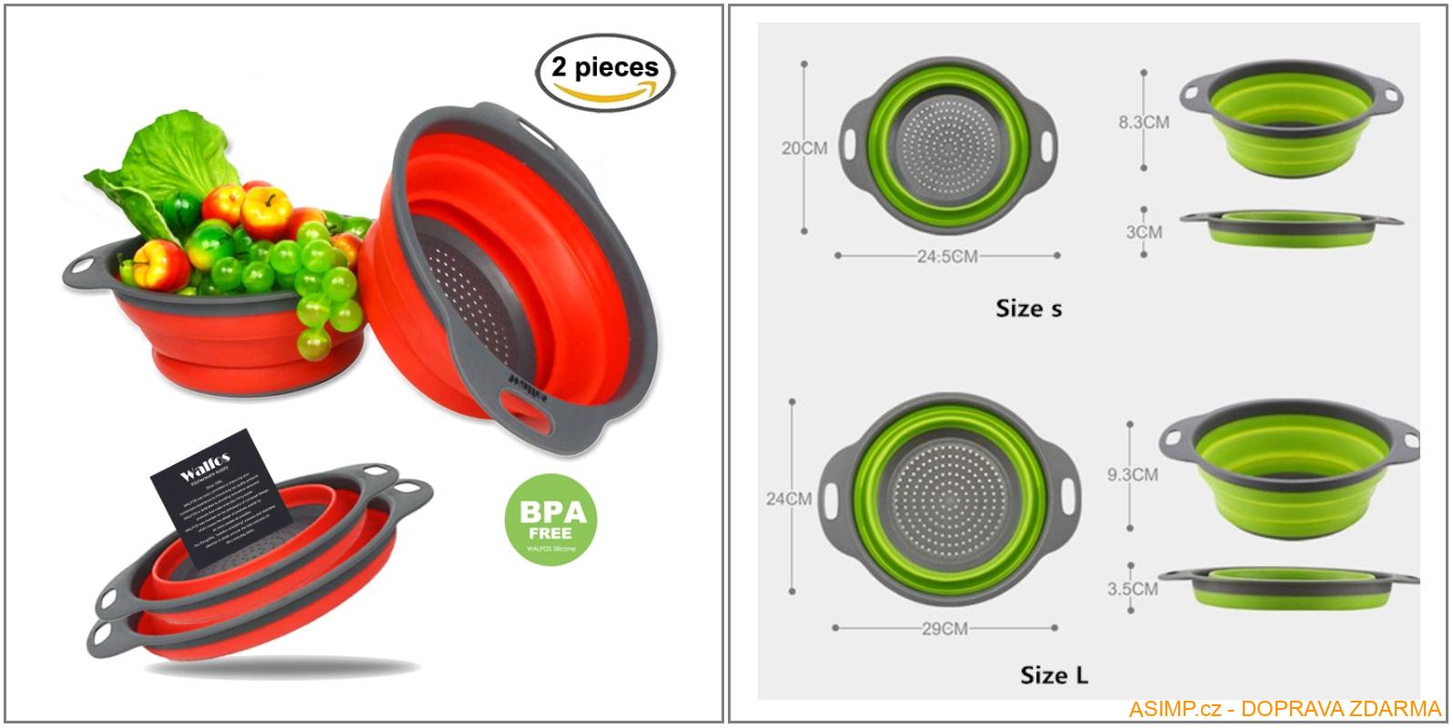 Skládací silikonový odkapávač - sítko (2 ks)