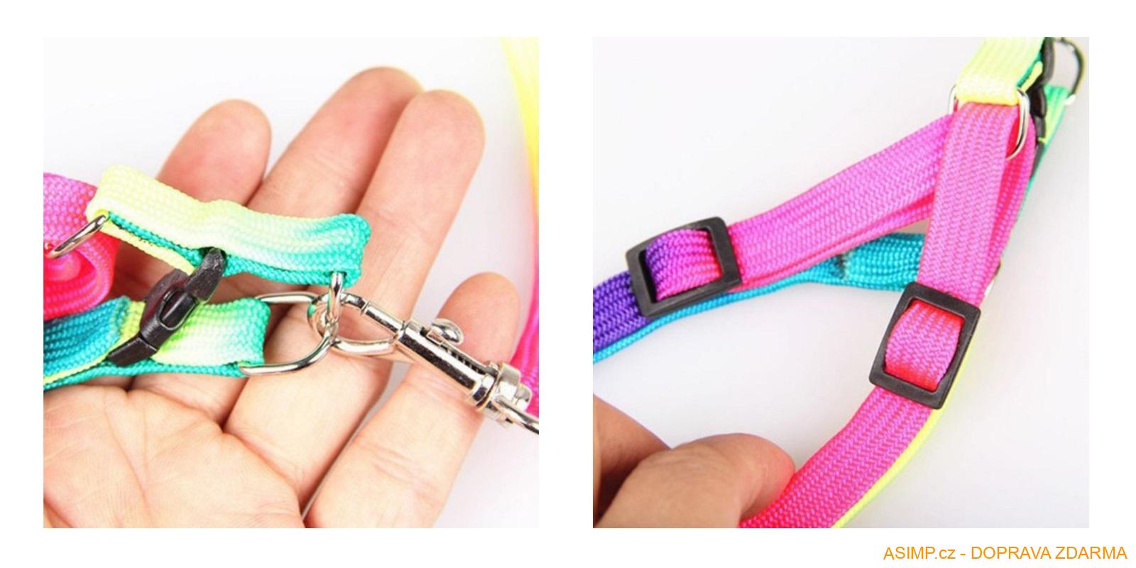 Duhové psí kšíry s vodítkem / A-000748 / DOPRAVA ZDARMA