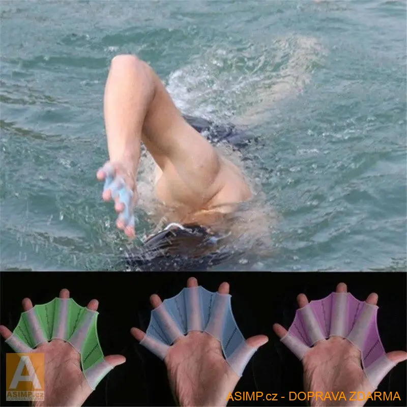 Plavecké silikonové ploutve na ruce (L - zelená) / A-000057 / DOPRAVA ZDARMA