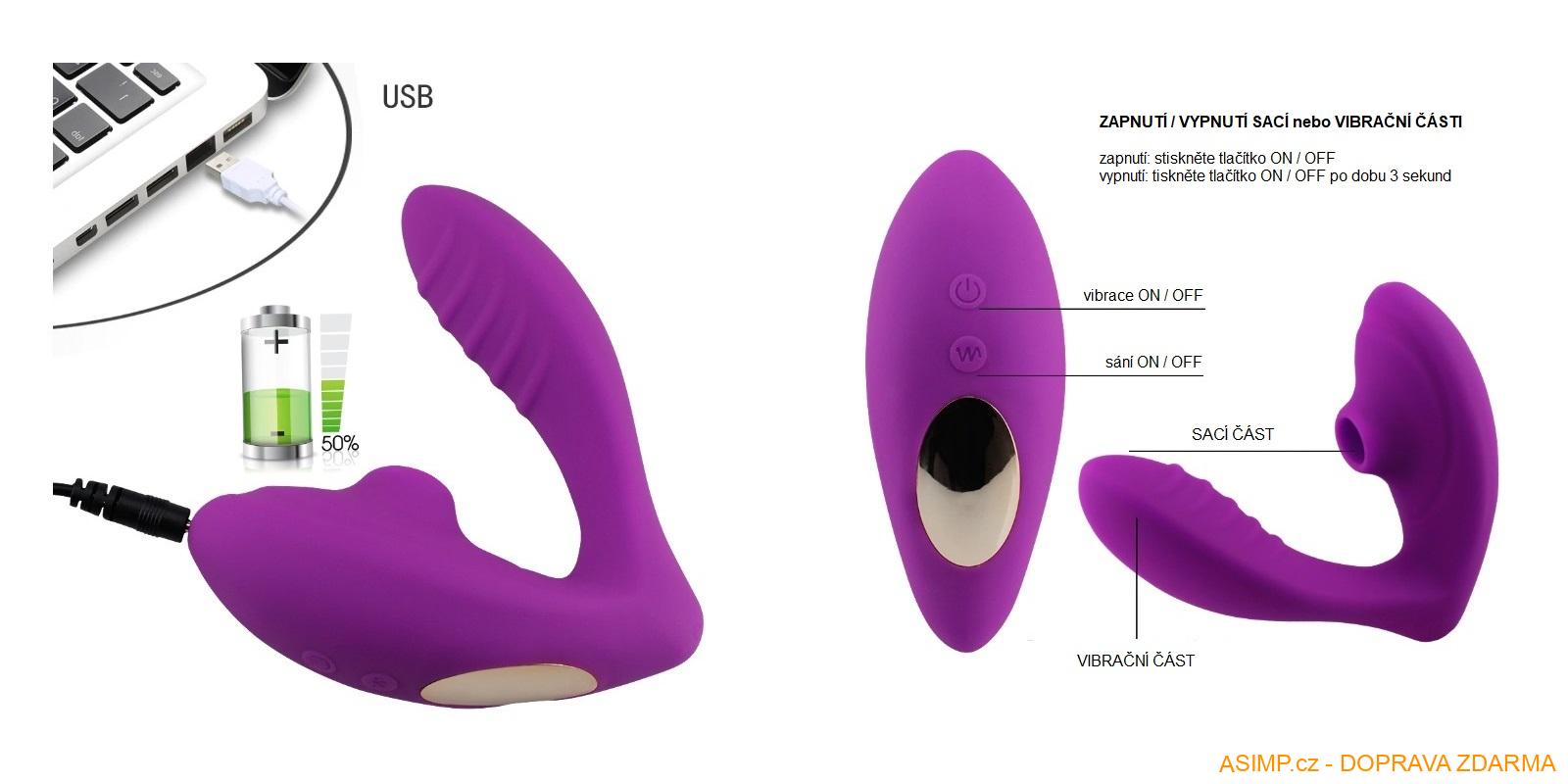 Vibrační a sací vibrátor / A-000658r / DOPRAVA ZDARMA