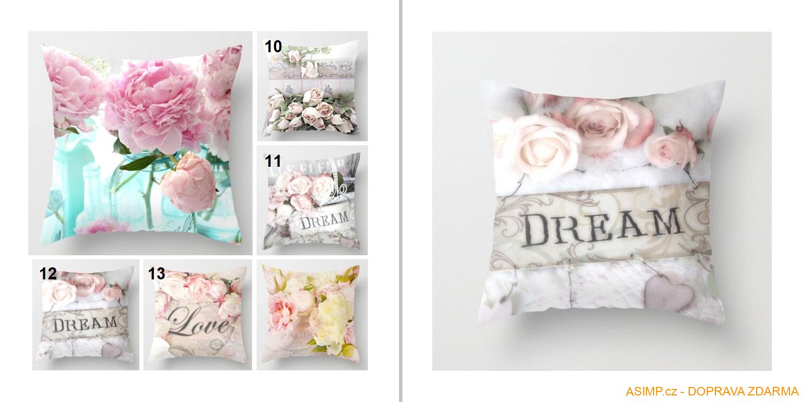 Potah na polštářek - Květy / A-001474