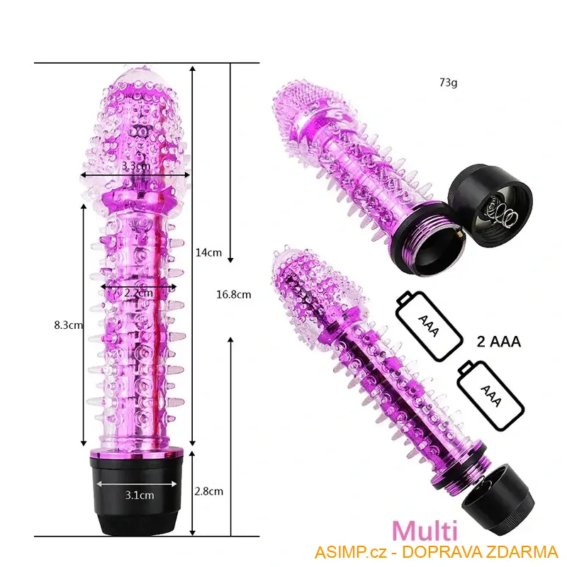 Vroubkovaný vibrátor (růžová) / A-001283 / DOPRAVA ZDARMA