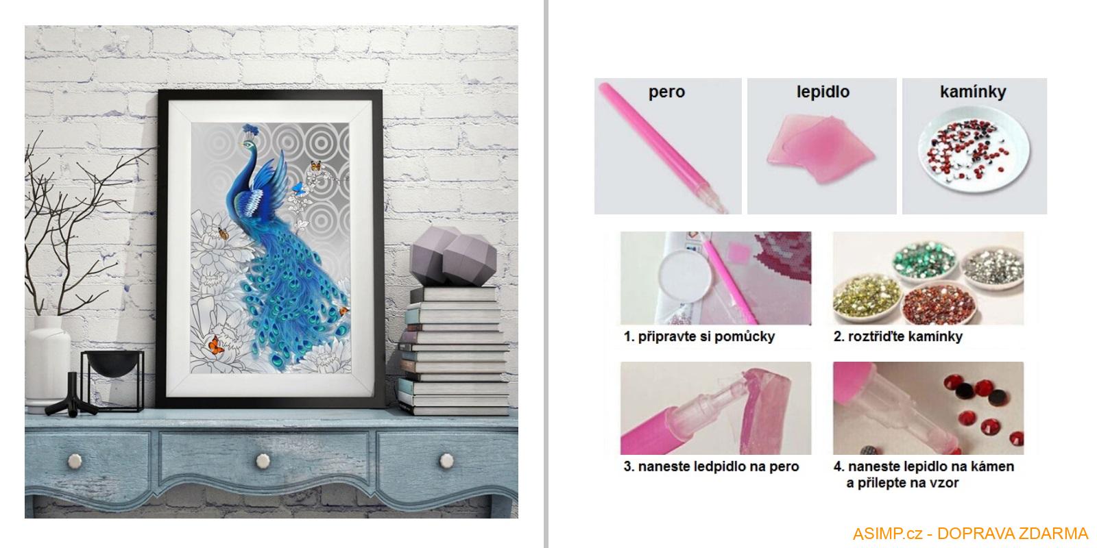 Kamínkový obraz - páv / A-001434
