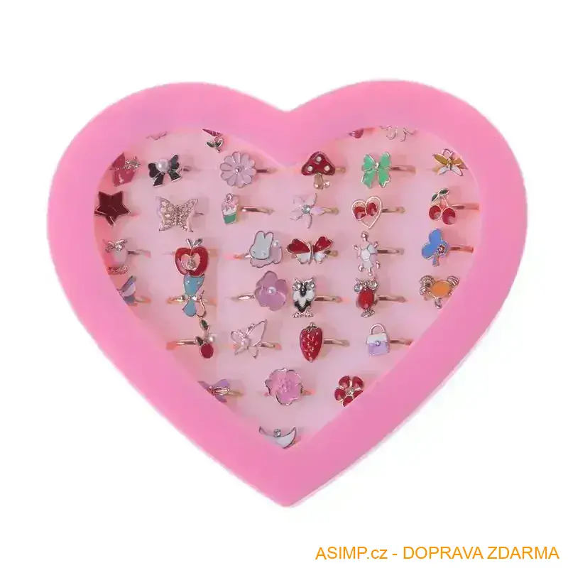 Roztomilé nastavitelné dětské prsteny (36 ks) / A-003167 / DOPRAVA ZDARMA