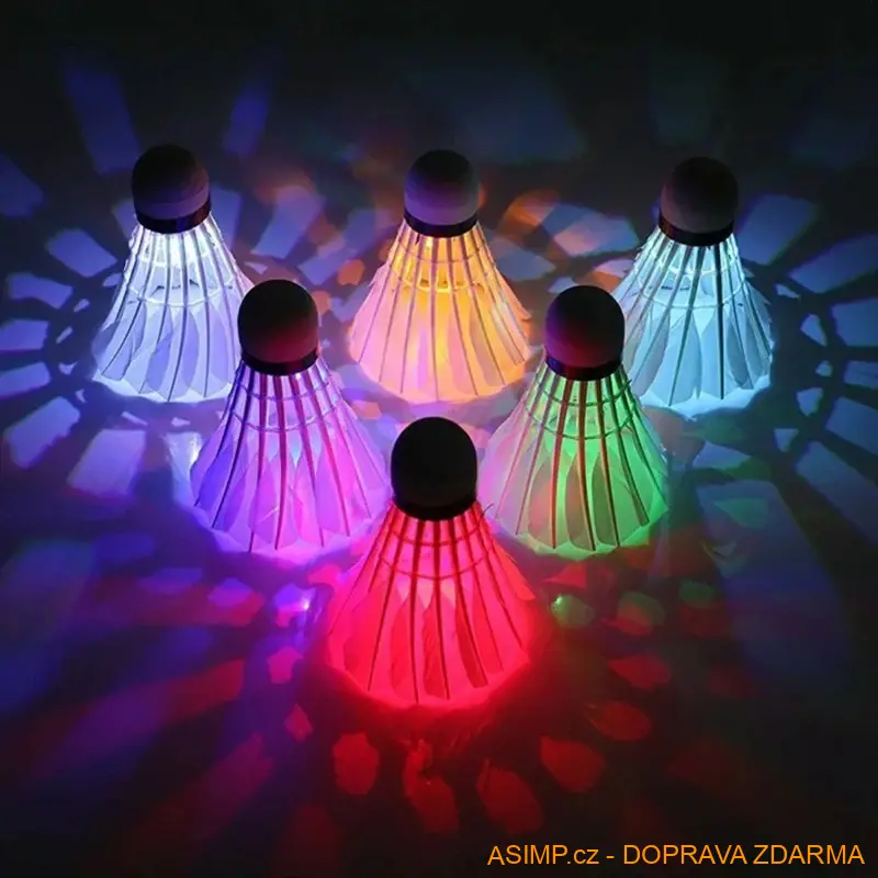 Svítící badmintonové míčky (4 ks - peří) / A-001718 / DOPRAVA ZDARMA