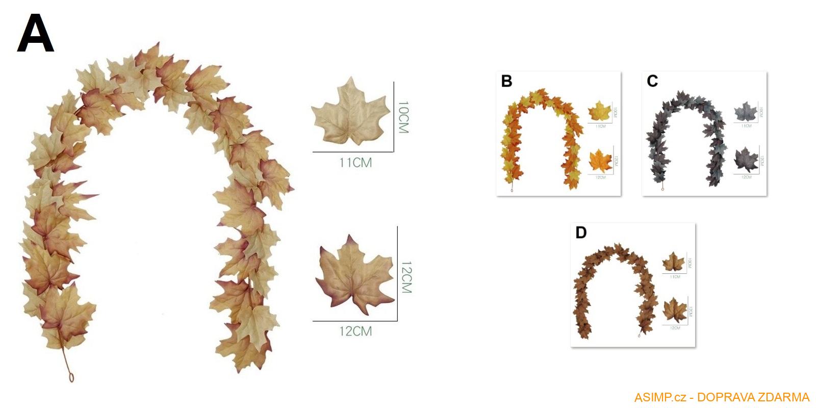 Umělá girlanda - Javorový list (1,8 m) / A-001983 / DOPRAVA ZDARMA