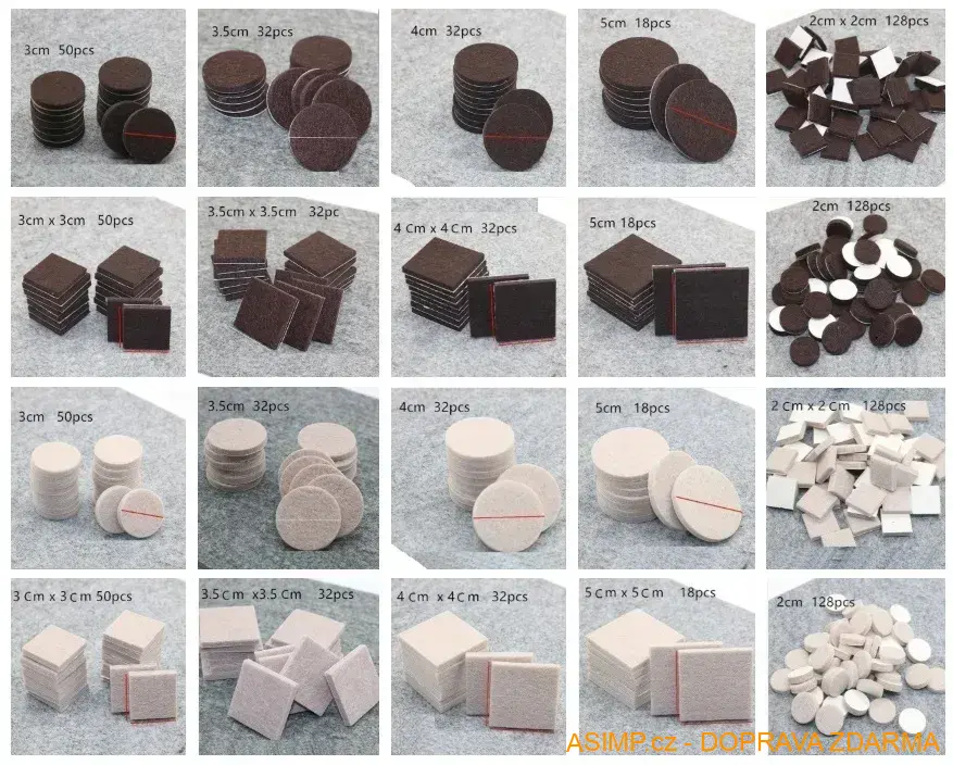 Protiskluzové podložky na židle (hnědá, kruhové, průměr 3 cm) / A-002028 / DOPRAVA ZDARMA