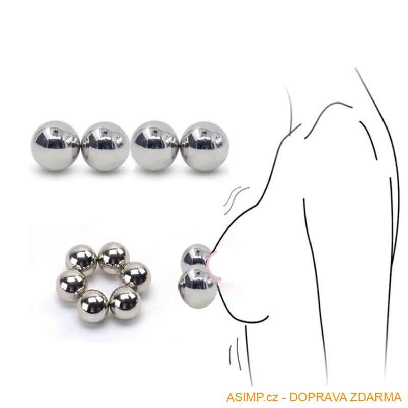 Erotický stimulátor - magnetické kuličky (2 páry) / A-003071 / DOPRAVA ZDARMA