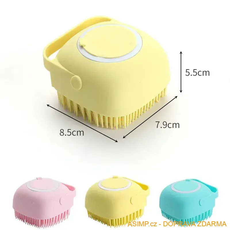 Masážní hřebenový sprchový kartáč pro zvířata (žlutá) / A-003275 / DOPRAVA ZDARMA