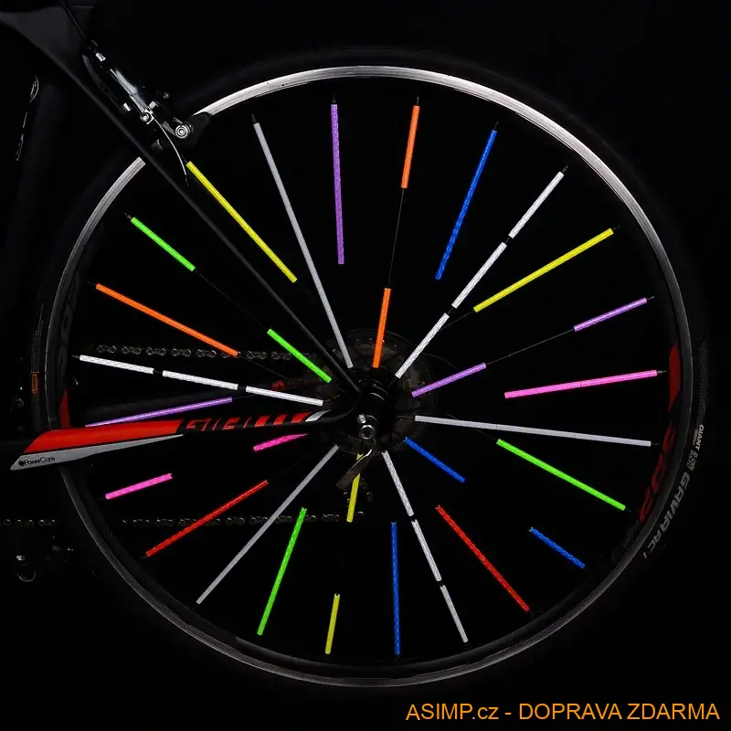 Reflexní pásky na výplet kola (12 kusů - barva oranžová) / A-004094 / DOPRAVA ZDARMA