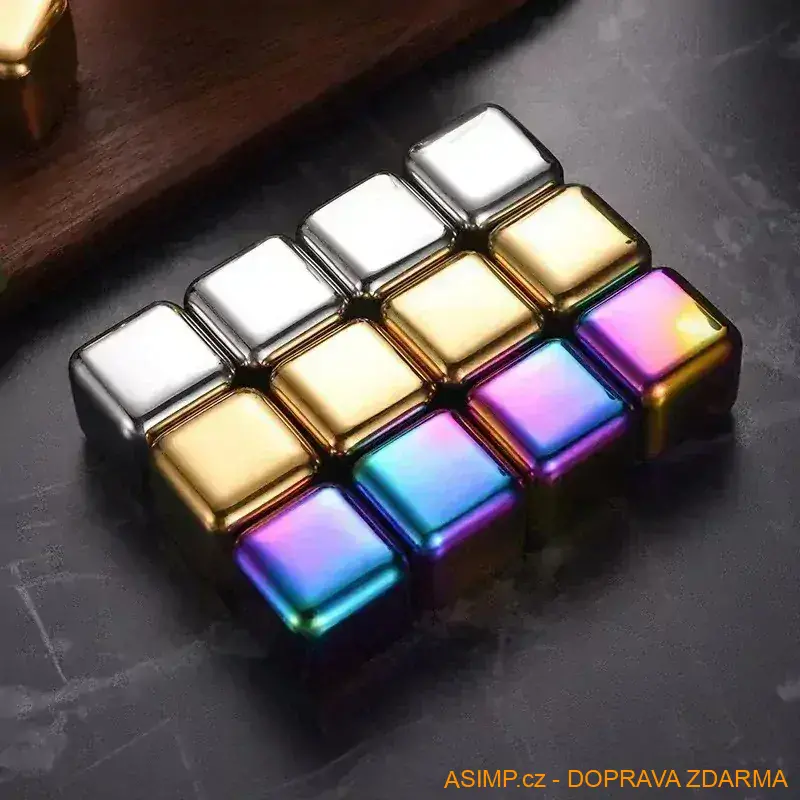 Nerezové chladicí kostky do nápojů (stříbrná - 2 ks) / A-003176 / DOPRAVA ZDARMA