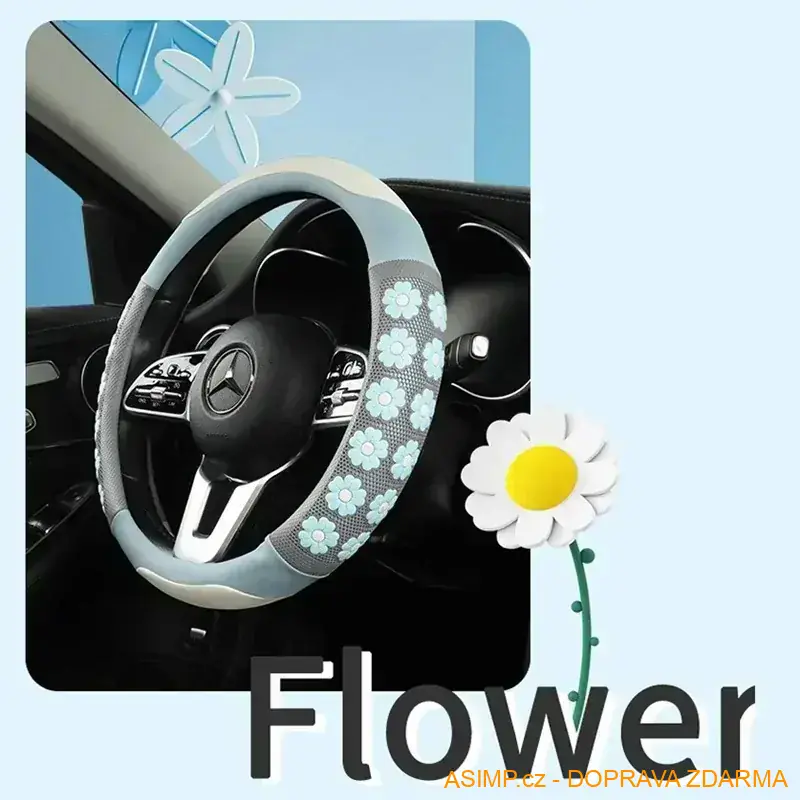 Květovaný potah na volant / A-003177 / DOPRAVA ZDARMA
