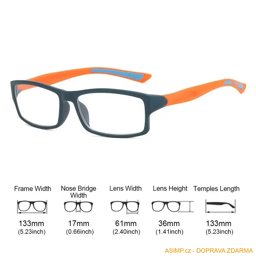 Unisex dioptrické brýle (barva oranžová - počet dioptrií 4) / A-004150 / DOPRAVA ZDARMA