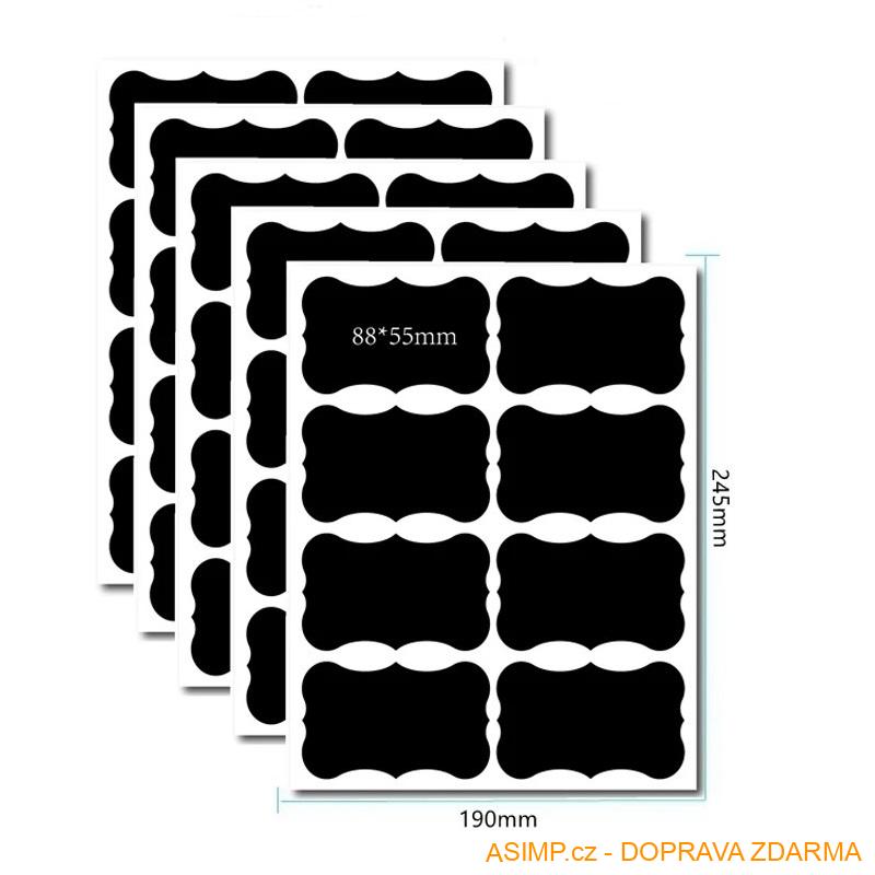 Černé štítky, popisovače (40 ks) / A-000813 / DOPRAVA ZDARMA