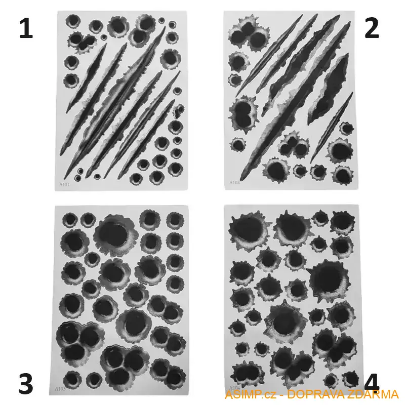 Samolepka na auto - Díry po kulkách & škrábance (4) / A-000883 / DOPRAVA ZDARMA