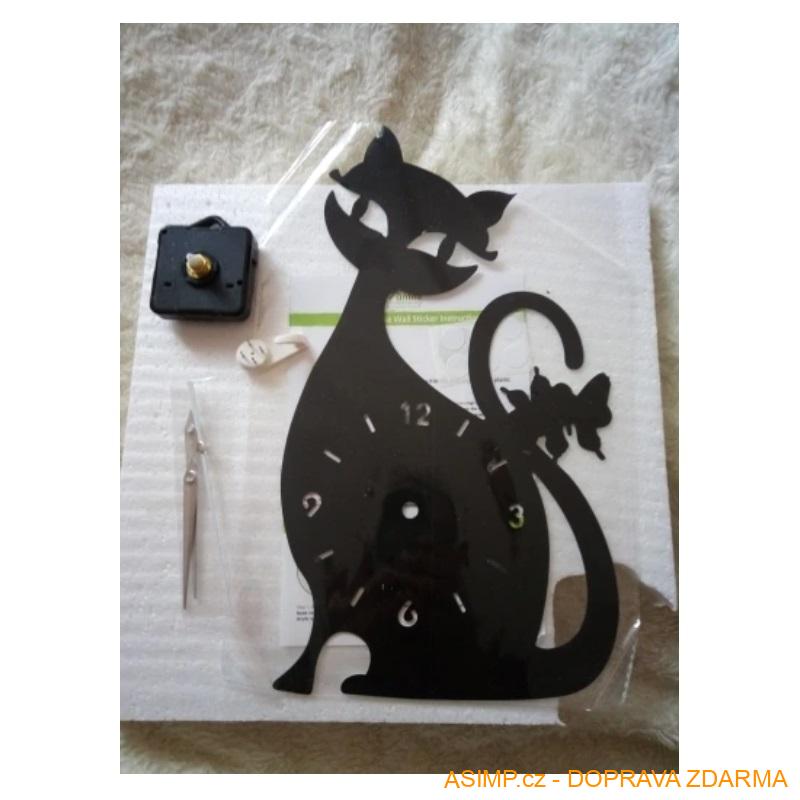 Nástěnné hodiny - Kočka a motýlci / A-001014