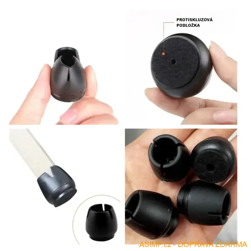 Protiskluzové špunty na nohy židle (transparentní - 24 ks / 17 - 21 mm) / A-001670 / DOPRAVA ZDARMA