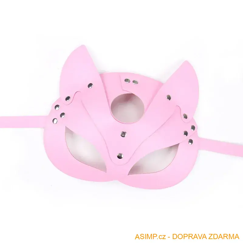 Halloweenská maska s obojkem - Kočka (barva růžová) / A-004143 / DOPRAVA ZDARMA