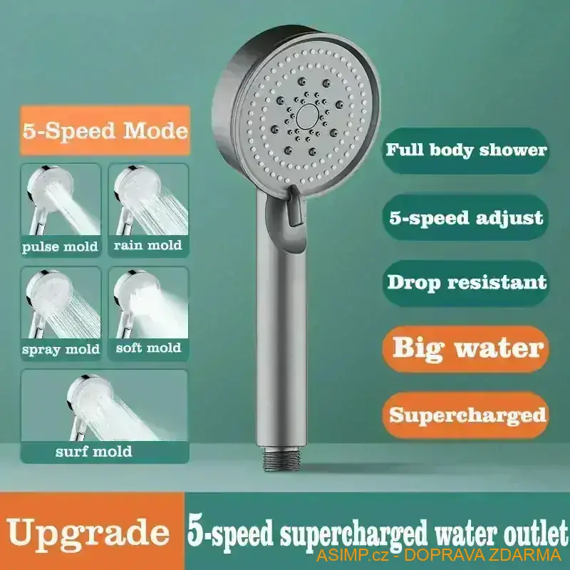 Vysokotlaká sprchová hlavice (5 módů) / A-003264 / DOPRAVA ZDARMA