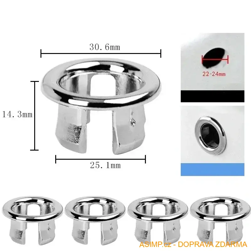 Krycí kroužek umyvadlového přepadu (4 ks - stříbrná) / A-003268 / DOPRAVA ZDARMA