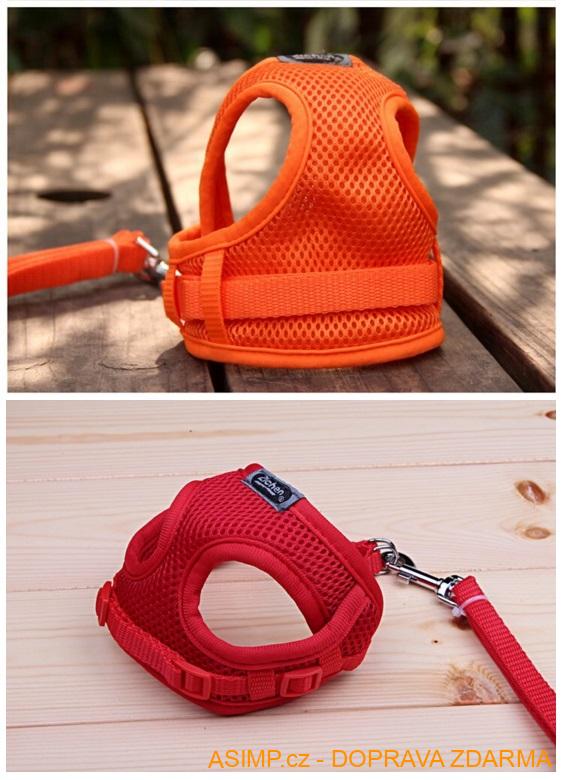 Prodyšný postroj + vodítko pro psy (B) / A-000910b