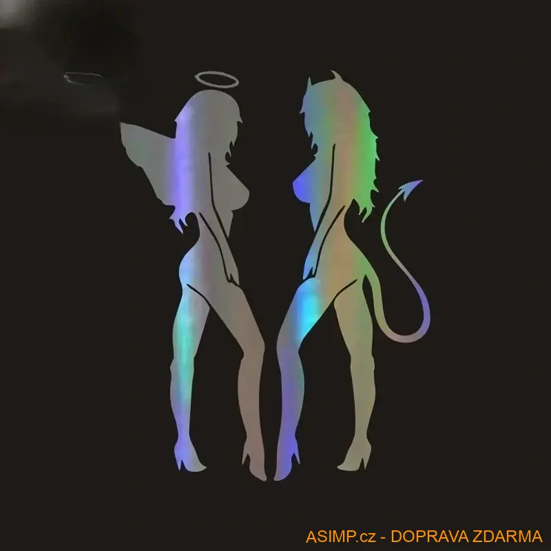 Samolepka na auto - Anděl & ďáblice / A-000899 / DOPRAVA ZDARMA