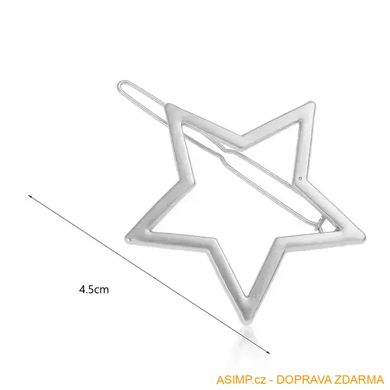 Módní sponka do vlasů (stříbrná - hvězda) / A-000007 / DOPRAVA ZDARMA
