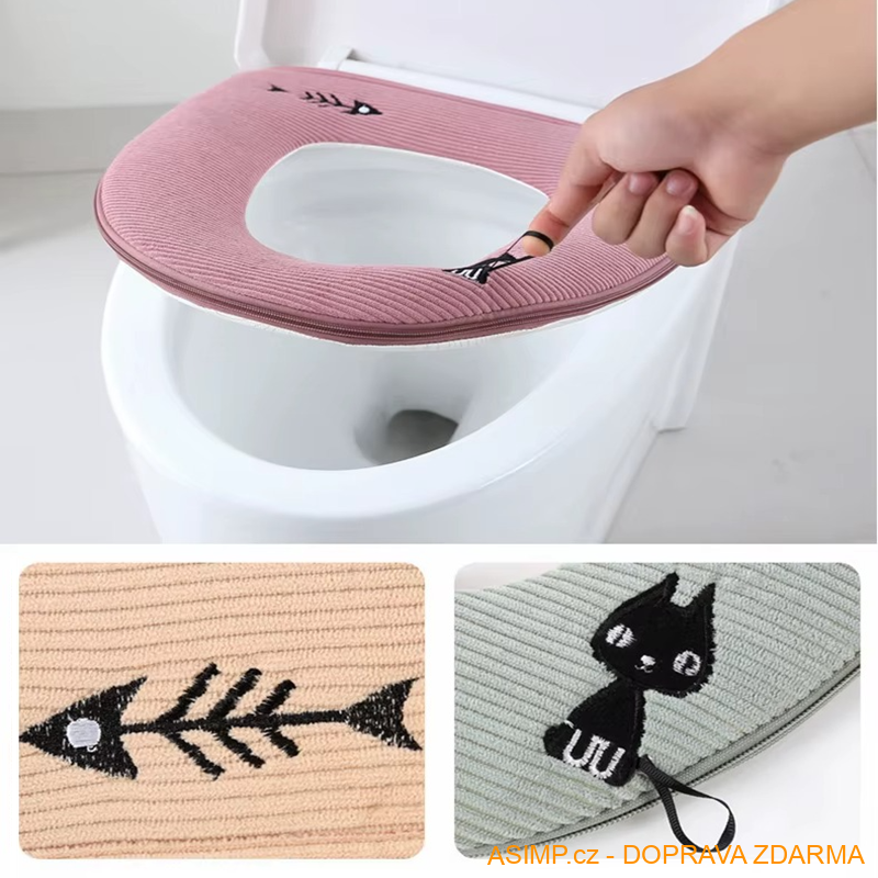 Potah se zipem na záchodové prkénko (zelená) / A-000807 / DOPRAVA ZDARMA