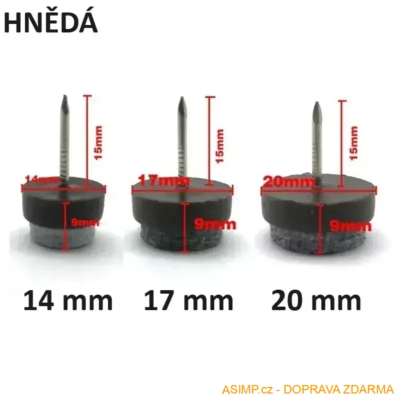 Ochranné špunty na židle (hnědá, 17 mm - 30 ks) / A-001402 / DOPRAVA ZDARMA