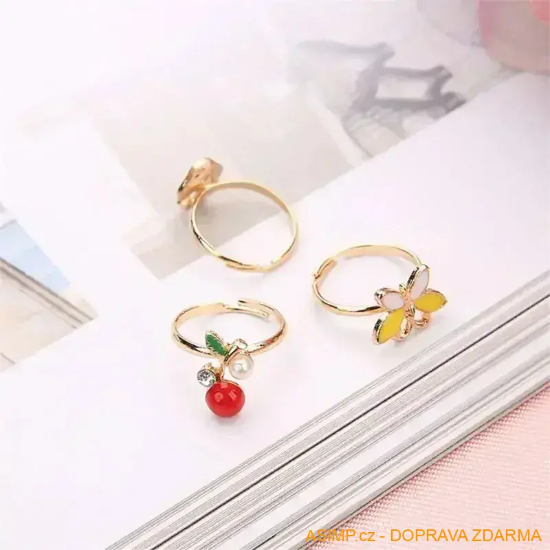 Roztomilé nastavitelné dětské prsteny (36 ks) / A-003167 / DOPRAVA ZDARMA