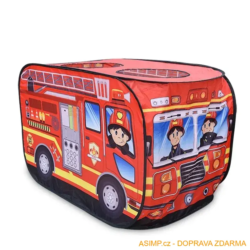 Stanový domek, policejní auto se střešním oknem