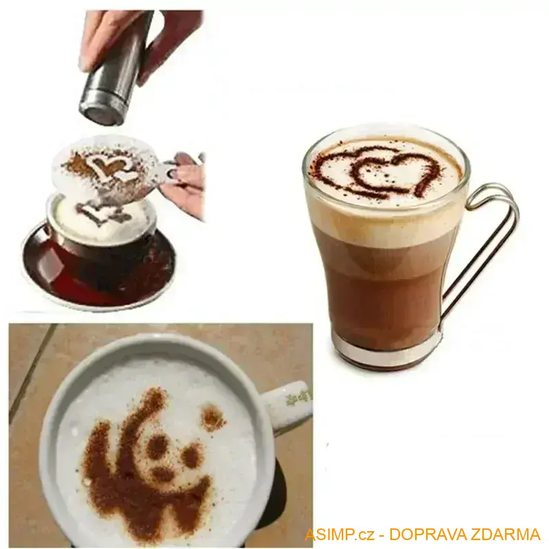 Dekorační šablony na kávu (16 ks) / A-001316 / DOPRAVAVA ZDARMA
