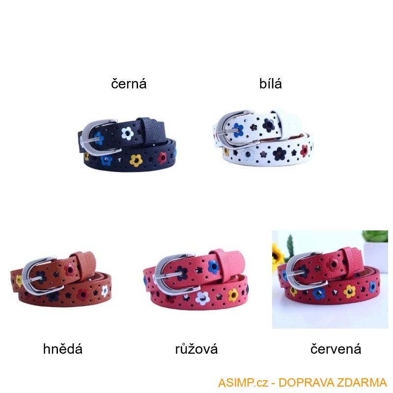 Dětský pásek - Květovaný (barva hnědá) / A-010001 / DOPRAVA ZDARMA