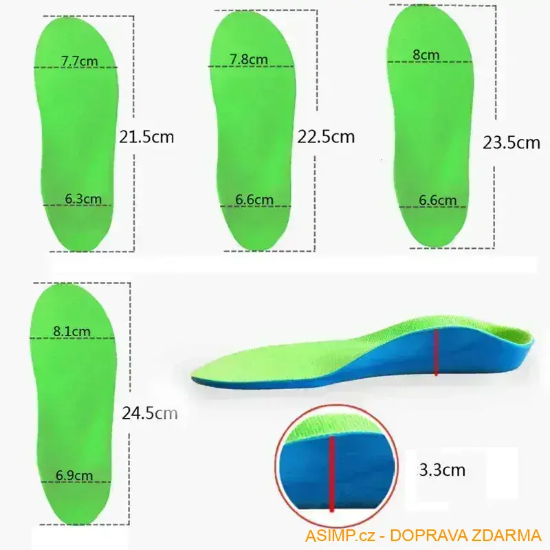Dětské ortopedické vložky do bot - podpora klenby (24,5 cm) / A-000559 / DOPRAVA ZDARMA