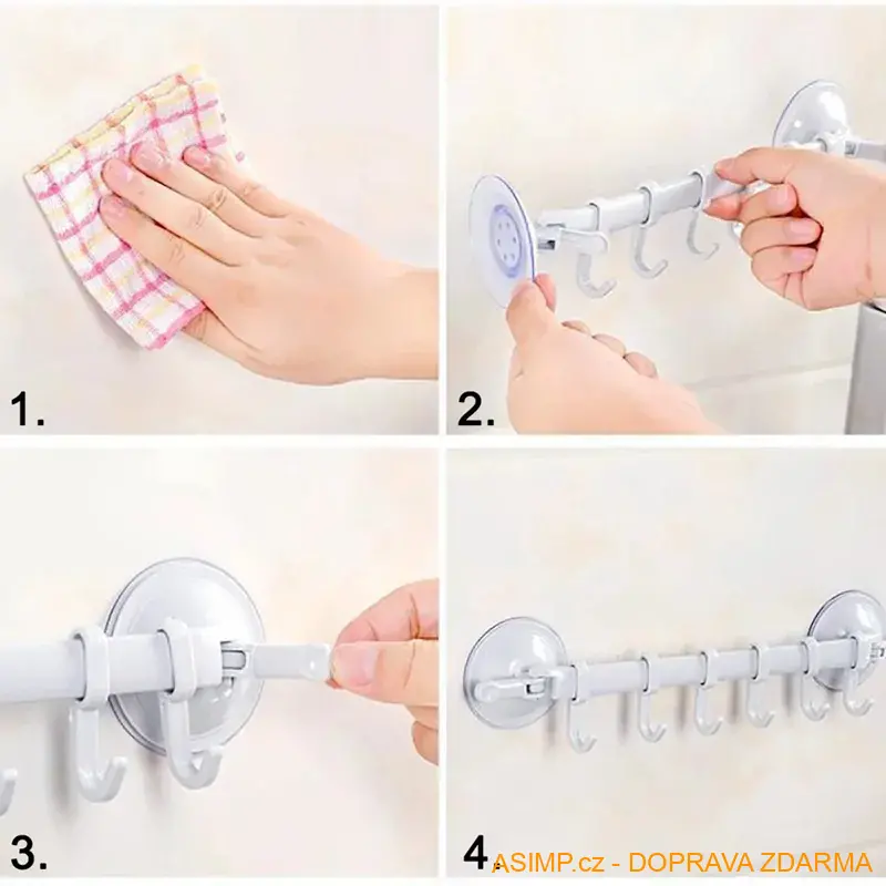 Nástěnný přísavkový držák s háčky (modrá) / A-001977 / DOPRAVA ZDARMA