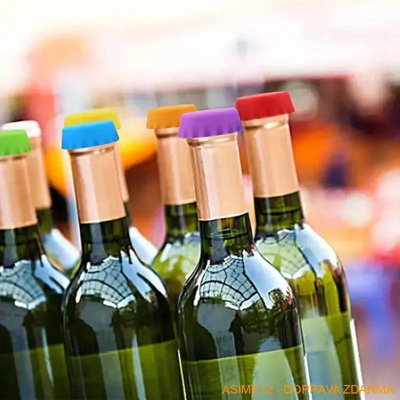 Silikonová barevná víčka na láhve (6 ks) / A-001145 / DOPRAVA ZDARMA