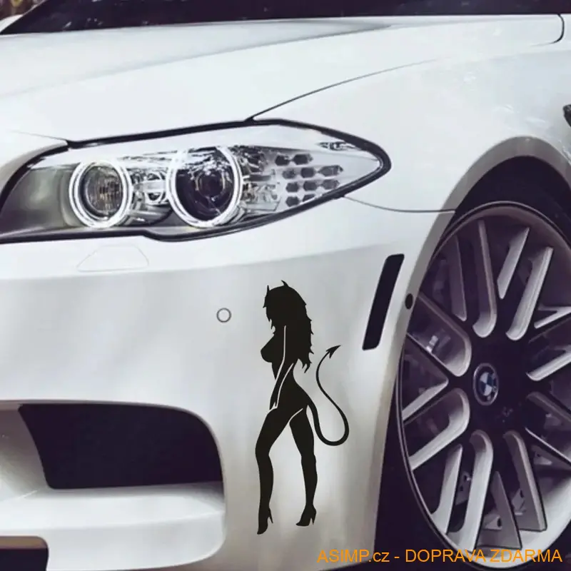 Samolepka na auto - Anděl & ďáblice / A-000899 / DOPRAVA ZDARMA