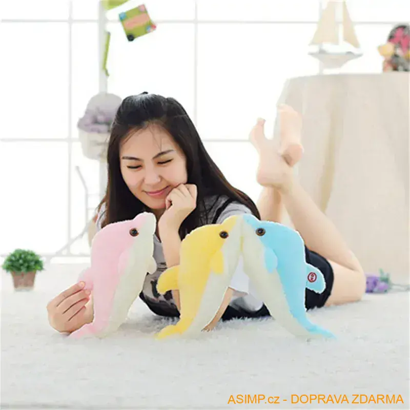 Svítící plyšový delfínek (bílá - 30 cm) / A-001380 / DOPRAVA ZDARMA