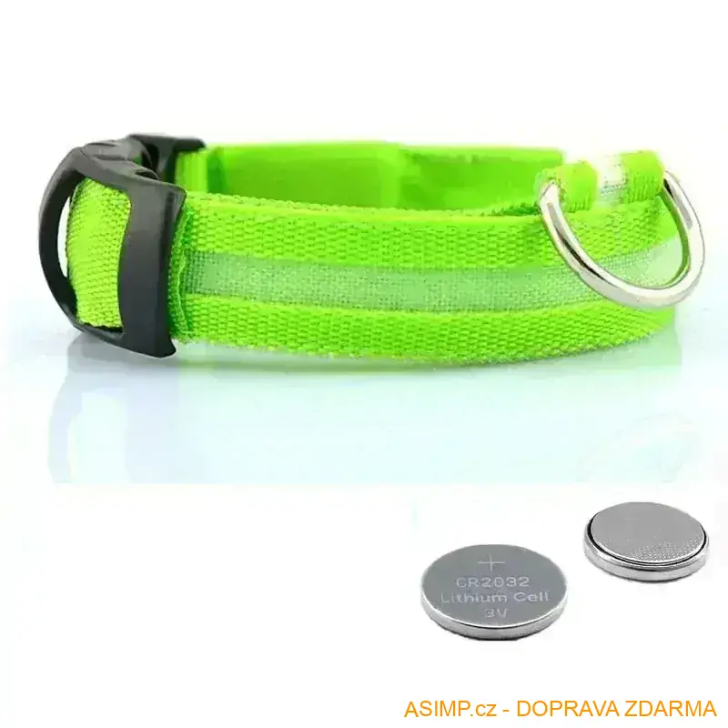 Svítící obojek pro psy - bateriový (zelená) / A-000642 / DOPRAVA ZDARMA