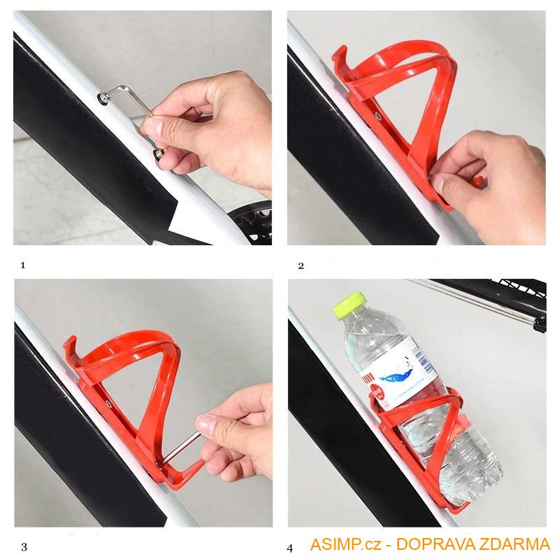 Držák na láhev na kolo (černý + červený) / A24-000082 / DOPRAVA ZDARMA