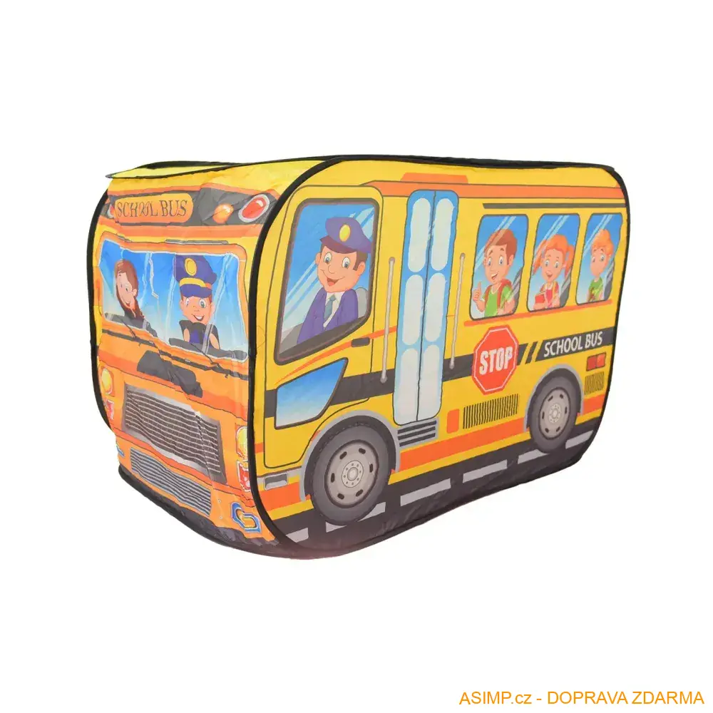 Stanový domek, policejní auto se střešním oknem