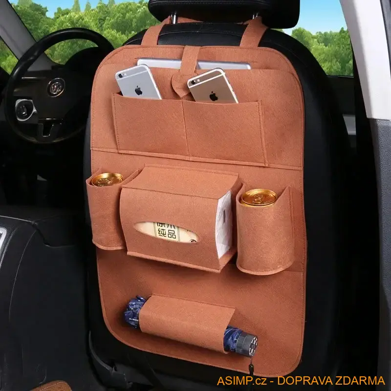 Organizér do auta - zadní sedadlo ( barva hnědá) / A-001218 / DOPRAVA ZDARMA