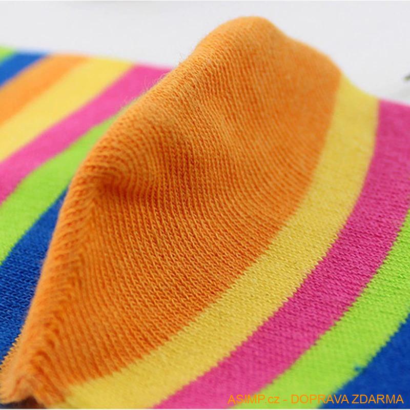 Dámské pruhované prstové ponožky (růžová) / A-002197 / DOPRAVA ZDARMA