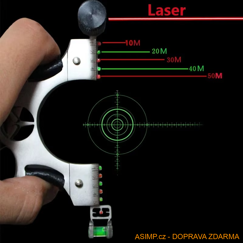 Laserový lovecký prak s vodováhou / A-002240 / DOPRAVA ZDARMA