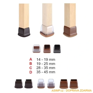 Ochranné špunty na nohy židle (8 ks - čtvercové) / A-003125b / DOPRAVA ZDARMA